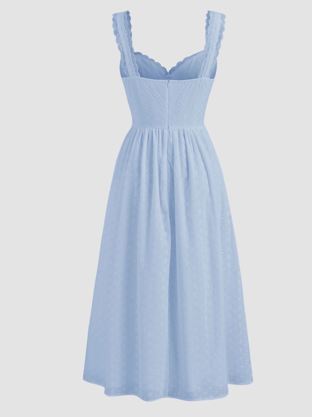 NWT CIDER COTTON V-NECK BRODERIE ANGLAISE FLORAL BUTTON MIDI DRESS - Picture 8 of 15